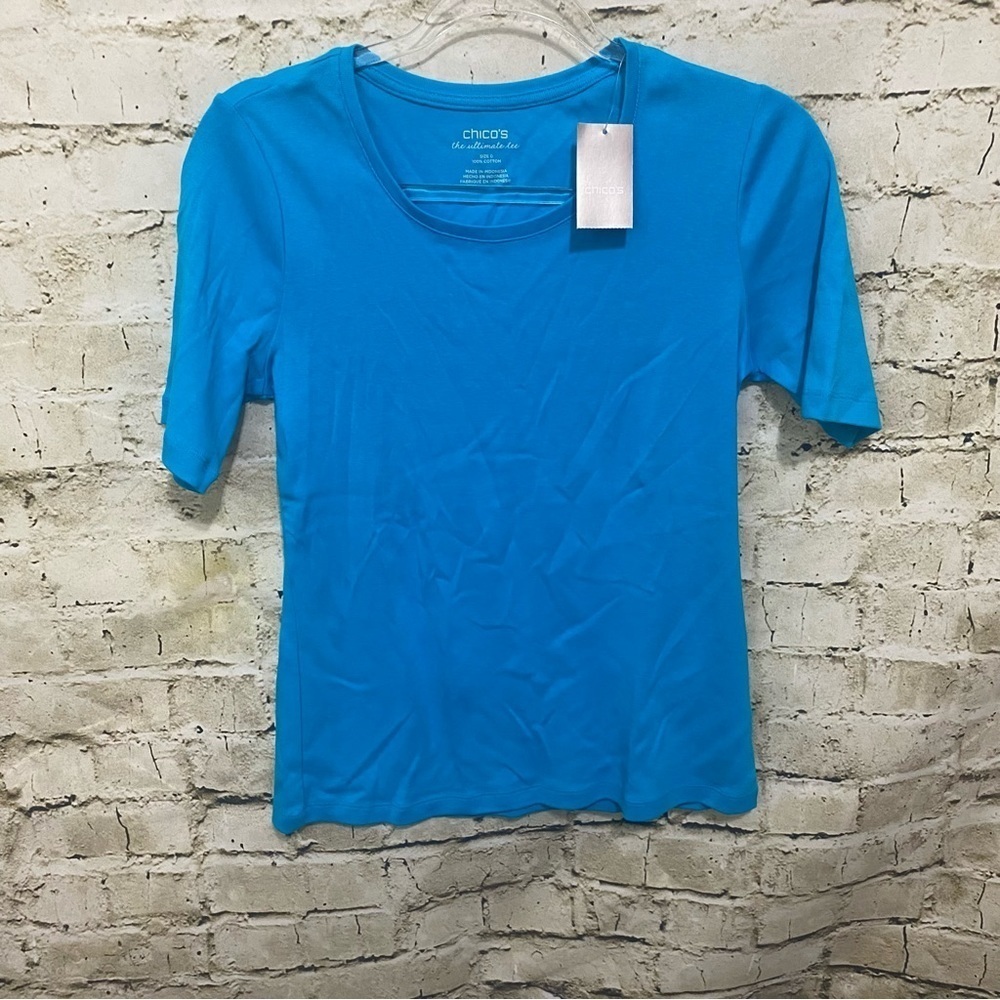 NWT Chicos Blue Cotton The Ultimate T Shirt